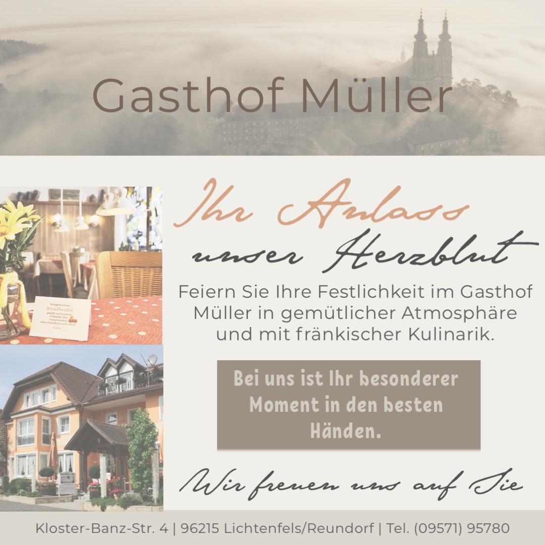 Feiern Sie bei uns Geburtstage, Hochzeiten und sonstige Feierlichkeiten - Gasthof Müller Lichtenfels-Reundorf
